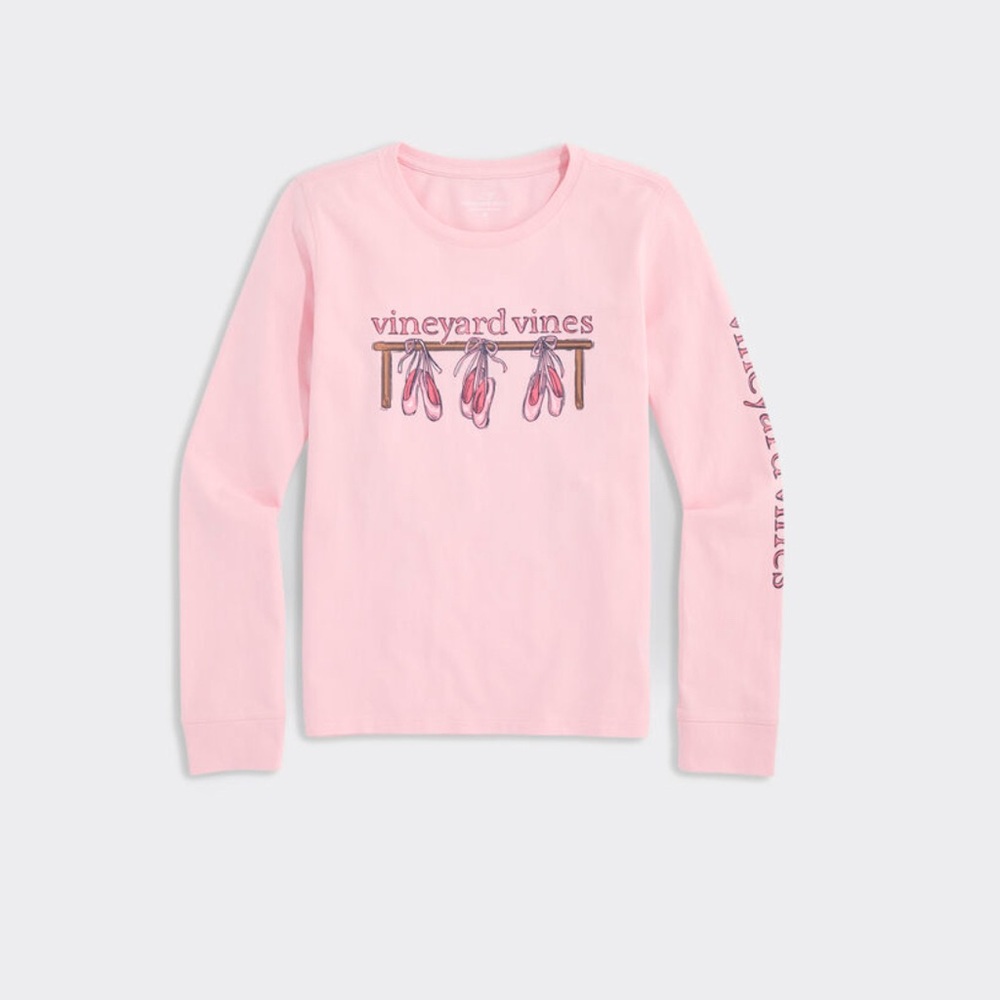 Vineyard Vines Pink Ballet 🩰 Long Sleeve Tee with Bridge Graphic